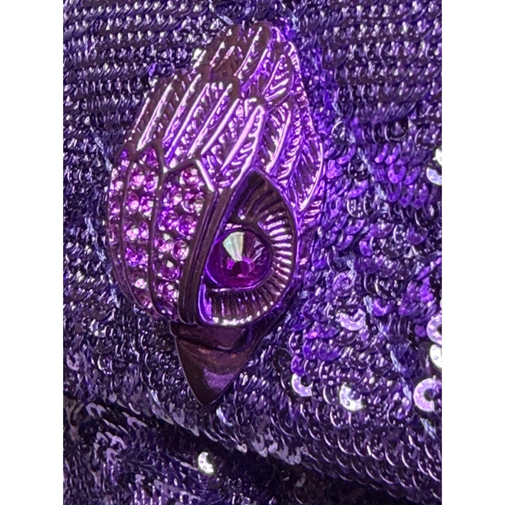 Kurt Geiger London Mini Kensington Purple Sequin Eagle Head Crossbody Bag - Picture 10 of 10